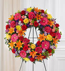 Serene Blessings Bright Standing Wreath from Olney's Flowers of Rome in Rome, NY