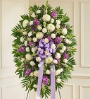 Lavender & White Sympathy Standing Spray from Olney's Flowers of Rome in Rome, NY