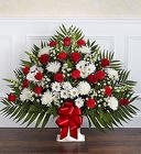 Heartfelt Tribute ™ Red & White Floor Basket from Olney's Flowers of Rome in Rome, NY