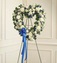 Always Remember ™ Blue & White Floral Heart Tribute from Olney's Flowers of Rome in Rome, NY