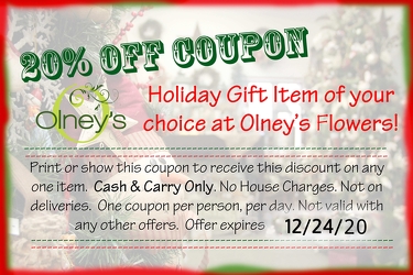 20% Coupon from Olney's Flowers of Rome in Rome, NY