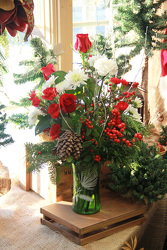 Winter Pine Vase from Olney's Flowers of Rome in Rome, NY
