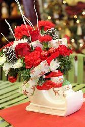 Snowman Sleigh from Olney's Flowers of Rome in Rome, NY