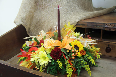 Thanksgiving Hurricane Centerpiece from Olney's Flowers of Rome in Rome, NY