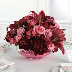 Burgundy & Pink Reception Centerpiece from Olney's Flowers of Rome in Rome, NY