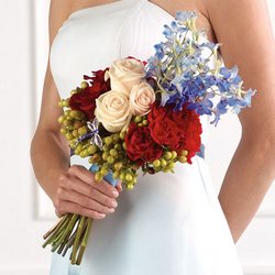 Red Mixed Bridesmaid Bouquet from Olney's Flowers of Rome in Rome, NY