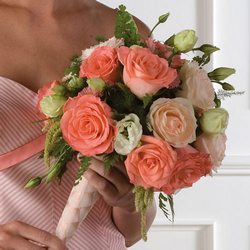 Peach Rose Bridesmaid Bouquet from Olney's Flowers of Rome in Rome, NY