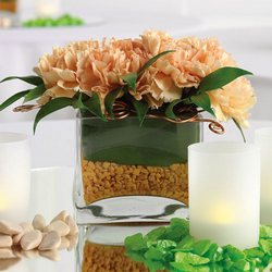Peach Carnation Reception Centerpiece from Olney's Flowers of Rome in Rome, NY