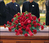 Red Regards Casket Spray from Olney's Flowers of Rome in Rome, NY