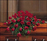 Blooming Red Roses Casket Spray from Olney's Flowers of Rome in Rome, NY