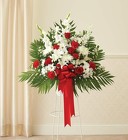 Heartfelt Sympathies Red & White Standing Basket from Olney's Flowers of Rome in Rome, NY