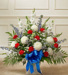 Patriotic Tribute Floor Basket Arrangement  from Olney's Flowers of Rome in Rome, NY