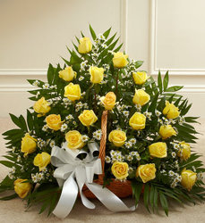 Sincerest Sympathies Fireside Basket- Yellow from Olney's Flowers of Rome in Rome, NY