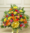 Heartfelt Tribute Bright Floor Basket Arrangement from Olney's Flowers of Rome in Rome, NY
