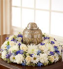 Creamation Wreath- Blue & White from Olney's Flowers of Rome in Rome, NY