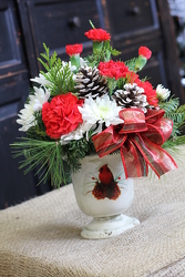 Holiday Cardinal Ceramic from Olney's Flowers of Rome in Rome, NY