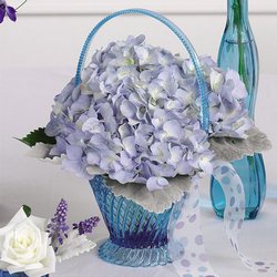 Blue Hydrangea Basket Arrangement from Olney's Flowers of Rome in Rome, NY