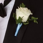 White rose with Blue Stem Wrap Boutonniere from Olney's Flowers of Rome in Rome, NY