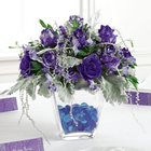 Glittered Blue-Dyed Rose Reception Centerpiece from Olney's Flowers of Rome in Rome, NY