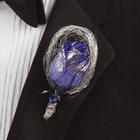 Glittered Blue-Dyed Rose Boutonniere from Olney's Flowers of Rome in Rome, NY