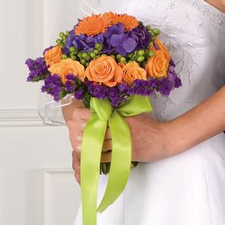 Orange & Purple Bridal Bouquet from Olney's Flowers of Rome in Rome, NY