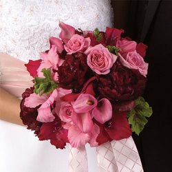 Burgundy & Pink Bridal Bouquet from Olney's Flowers of Rome in Rome, NY