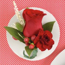 Mixed Red Boutonniere from Olney's Flowers of Rome in Rome, NY