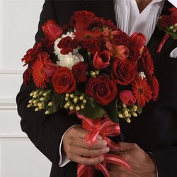 Mixed Red Bridal Bouquet from Olney's Flowers of Rome in Rome, NY