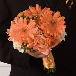 Mixed Peach Bridal Bouquet from Olney's Flowers of Rome in Rome, NY