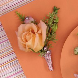 Peach Rose Boutonniere from Olney's Flowers of Rome in Rome, NY