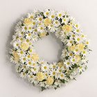 Yellow & White Wreath from Olney's Flowers of Rome in Rome, NY