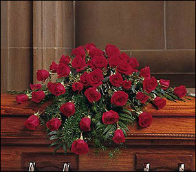 Blooming Red Roses Casket Spray from Olney's Flowers of Rome in Rome, NY